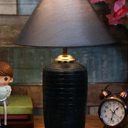 foziq Grey & Blue Solid Contemporary Table Lamp-11