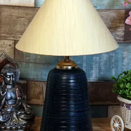 foziq Blue & Cream Colored Solid Table Lamps-25