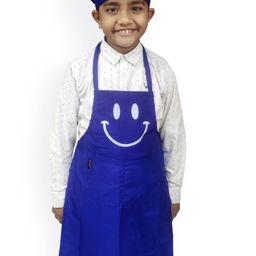 SWITCHON Blue & White Smiley Printed Waterproof Apron With Elasticated Cap-37