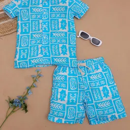 The Lion and The Fish Boys Cornflower Printed Shirt With Shorts Clothing Set-picture-39