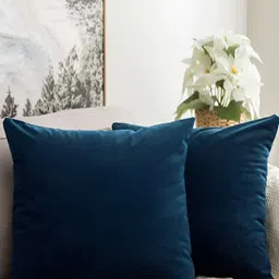 Aurave Navy Blue 2 Pieces Microfibre Square Cushion Covers-picture-22