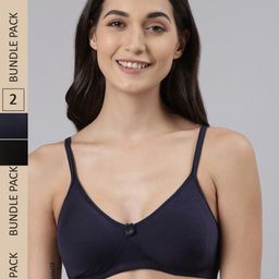 Dollar Missy Pack of 2 Wire-Free Support Bras DTS-2151-R3-BLK-NVY-PO2-12