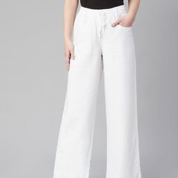 Marks & Spencer Women White Solid Pleated Trousers-36