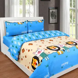RISING STAR Cream-Coloured & White 180 TC King Bedsheet with 2 Pillow Covers-image-15