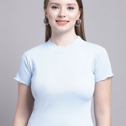 Jinfo Ribbed High Neck Fitted Crop Top-image-40