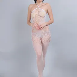 COLOR STYLE Self Design Halter Neck Baby Doll Comes With Mask-image-87