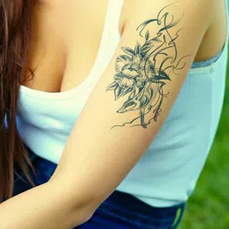 LICK Plant Base Semi Temporary Floral Pattern Matte Finish Body Tattoo - Navy Blue-image-98