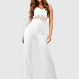 Boohoo Semi Sheer Finish Mesh Basic Jumpsuit image 1