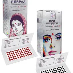 PERPAA Set Of 2 Black & Light Maroon Kumkum Round Bindi Book-24