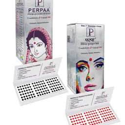 PERPAA Set of 2 Premium Kumkum Round Stick On Bindi Book - Black & Red image 4
