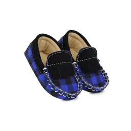 BAESD Infant Boys Checked Cotton Loafer Booties-3