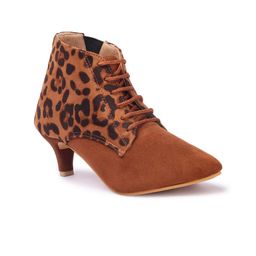 Picktoes Women Tan & Black Leopard Printed Boots-picture-0