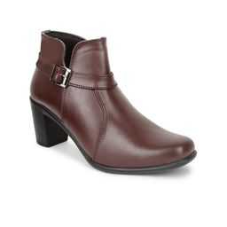 VALIOSAA Women Brown Solid Cow Boy Boots-image-51