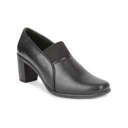 VALIOSAA Women Black Solid Synthetic Heeled Regular Boots-36