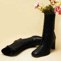 THE WHITE POLE Women High-Top Block-Heeled Boots-image-57