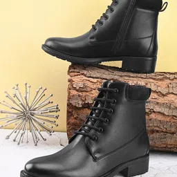 pelle albero Women Round Toe Flatform Lace-up Boots-31
