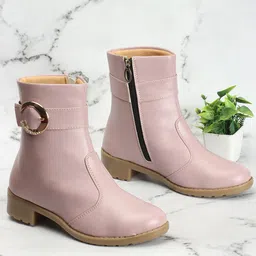 OPHELIA Women Buckle Embellished Heeled Mid-Top Regular Boots-40