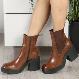 ELLE Women Platform-Heeled Mid-Top Chelsea Boots-picture-38