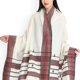 Exotic India Women Striped Printed Thread Work Shawl-image-21