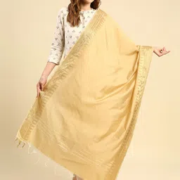 Dupatta Bazaar Women Gold-Toned Ethnic Motifs Woven Design Dupatta-picture-30