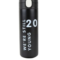 iSWEVEN Black Solid Stainless Steel Double Wall Vacuum Insulated Thermos Water Bottle-52