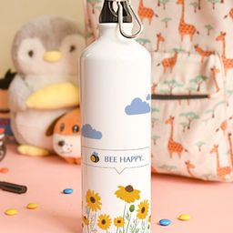 Indigifts Bee Happy Typography Print Aluminium Water Bottle 750 ML-image-15