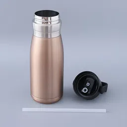 Aura Gold-Toned Single Stainless Steel Solid Double Wall Vacuum Water Bottle-image-16
