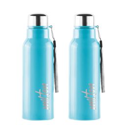 Milton Steel Fit 600 Set Of 2 Light Blue Stainless Steel Water Bottle 520 ml Each-52