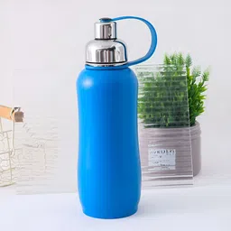 Aura Blue & Steel Single Stainless Steel Solid Double Wall Vacuum Water Bottle-image-17
