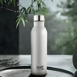 Classic Essentials White & Silver-Toned Brand Logo Stainless Steel Water Bottle 1l-image-37
