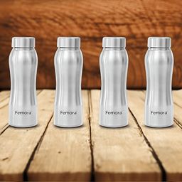 Femora Silver-Toned 4 Pieces Stainless Steel Single Wall Vacuum Water Bottle 750ml each-5