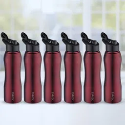 BOROSIL Grip N Sip 6-Pieces Maroon Single Wall Bottle 750 ml-82