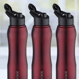 Borosil Grip N Sip Maroon 3 Pieces Stainless Steel Single Wall Water Bottle - 1 L Each-picture-17