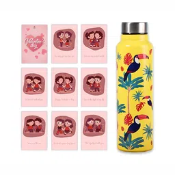 Happening Hippo Yellow & Blue Valentine Gift Stainless Steel Water Bottle 980 ML-image-82