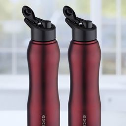 BOROSIL Grip N Sip 2-Pieces Maroon Single Wall Bottle 750 ml Each-83
