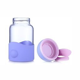 WELOUR Purple & Transparent Glass Water Bottle 340 ml-24