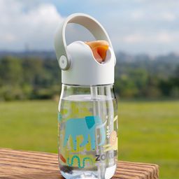 ZOKU Clear Safari Kids White Printed Flip Straw Water Bottle-38