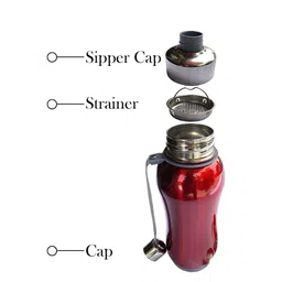 Kuber Industries Maroon Set of 2 Solid Water Bottle With Strainer image 4