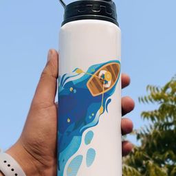 Indigifts White & Blue Printed Water Bottle 750ml-image-54