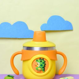 The Little Lookers Yellow & Orange Double Wall Insulated Sipper Bottle With Straw-80