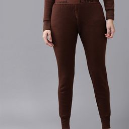 Lux Cottswool Women Blue & Brown Pack Of 2 Solid Cotton Thermal Bottoms-image-41