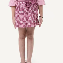 One Friday Girls Geometric Printed Accordion Pleated Flared Mini Skirt-image-25