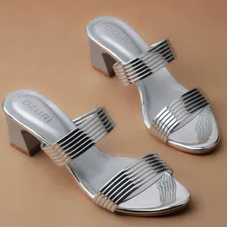 Ozuri Striped Open Toe Block Heels-11