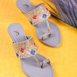JM Looks Ethnic Embellished One Toe Wedges-23