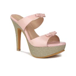 VALIOSAA Pink Party Platform Sandals with Bows 5 Inch Heels-picture-9