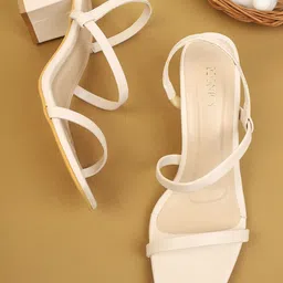 ICONICS Beige Solid Open Toe Block Sandals-19