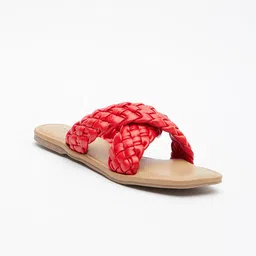 Tokyo Talkies Women Red Open Toe Flats with Bows-image-21