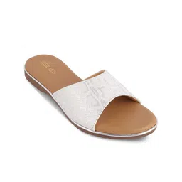 Tresmode Textured Open Toe Flats-14