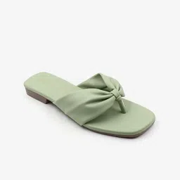 DressBerry Sea Green Knotted Open Toe Flats-18