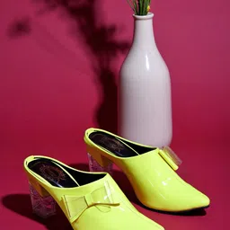 Shoetopia Block Mules With Bow-35